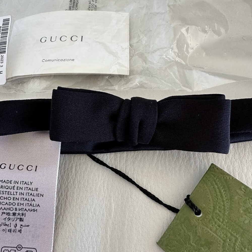 NWT GUCCI SILK BOW TIE BLACK 722316 Bow Tie Mens - Picture 6 of 11